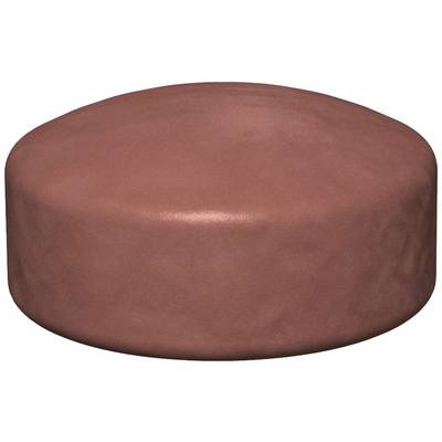 Brauner, zylindrischer Hocker ohne Beine, mit glatter Oberfläche.