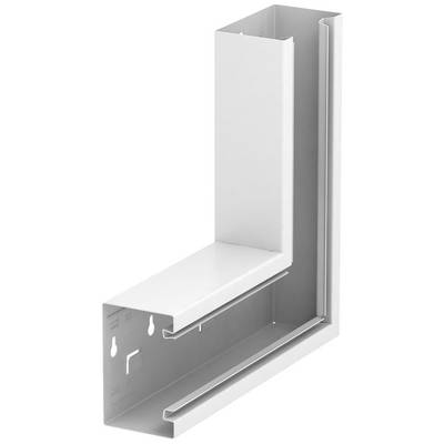Ein weißes Metallstück mit L-förmigem Profil, verwendet für Konstruktionszwecke, zeigt Kanten und Halterungen für Wandmontage.