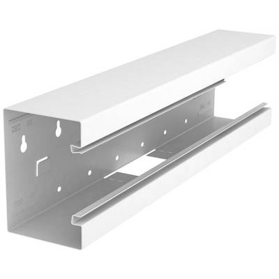 Ein rechteckiges, weiß lackiertes Metallprofil, offen auf einer Seite, möglicherweise als Halterung oder Träger verwendet.