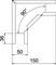 Technische Zeichnung eines rechtwinkligen Querschnitts: Breite 150 mm, Höhe 36 mm, mit Stufe von 50 mm bis zur Ecke von 90 Grad.
