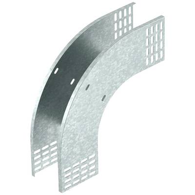 Metallisches Kabelkanalstück mit gebogener Form und Lochungen zur Befestigung. Wird häufig in der Gebäudeinstallation verwendet.