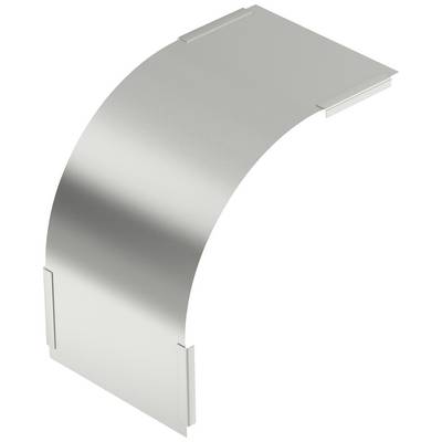 Eine gebogene Metallabdeckung mit einem geschwungenen Design. Sie hat sechs Kanten, drei auf jeder Seite, die nach innen gefaltet sind.