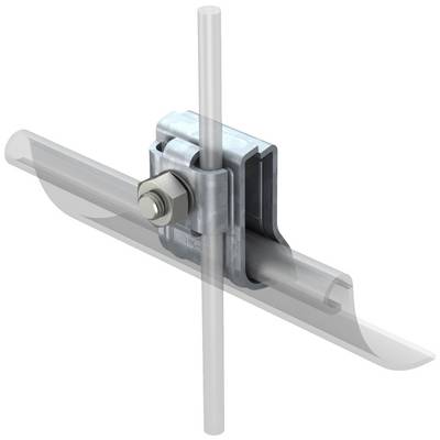 Ein Metallverbindungsteil befestigt zwei Rohre im rechten Winkel. Es zeigt eine Schraube im Zentrum zur Sicherung der Verbindung.