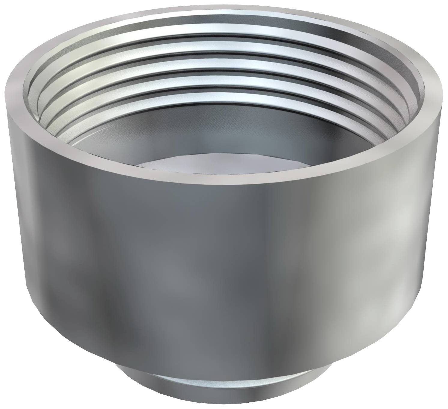 Metallgewindeadapter, zylindrische Form, geeignet für Rohrverbindungen oder industrielle Anwendungen.