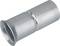 Metallischer Rohrverbinder mit glatter und gerippter Seite, zylindrische Form.