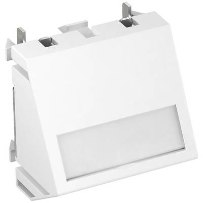Ein weißes Kunststoff-Modul mit einem rechteckigen, leicht geneigten Vorderteil und Steckverbindungen oben, geeignet für elektronische Anwendungen.