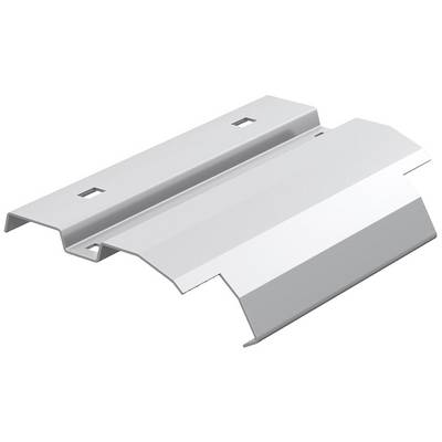 Graues Metallblechprofil mit erhobenen Rippen und rechteckigen Ausschnitten, verwendet für strukturelle Verstärkung oder Abdeckung.