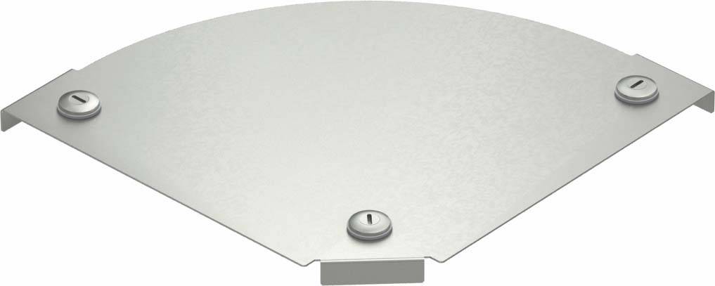 Metallplatte mit drei Schrauben an den Kanten, symmetrisch angeordnet. Die Platte hat eine abgerundete Form.