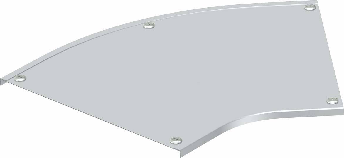 Metallische, flache, dreieckige Platte mit abgerundeten Kanten und Löchern an jeder Ecke, vermutlich zur Befestigung.