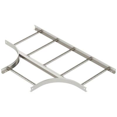 Ein silbernes Kabeltragsystem aus Metall mit drei länglichen Streben, die U-förmig gebogen sind, um Kabel zu führen und zu schützen.
