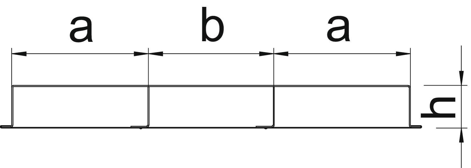 Geometrisches Diagramm zeigt einen rechteckigen Balken mit den Beschriftungen 'a', 'b', und 'h' für die jeweiligen Abschnitte und Höhe.