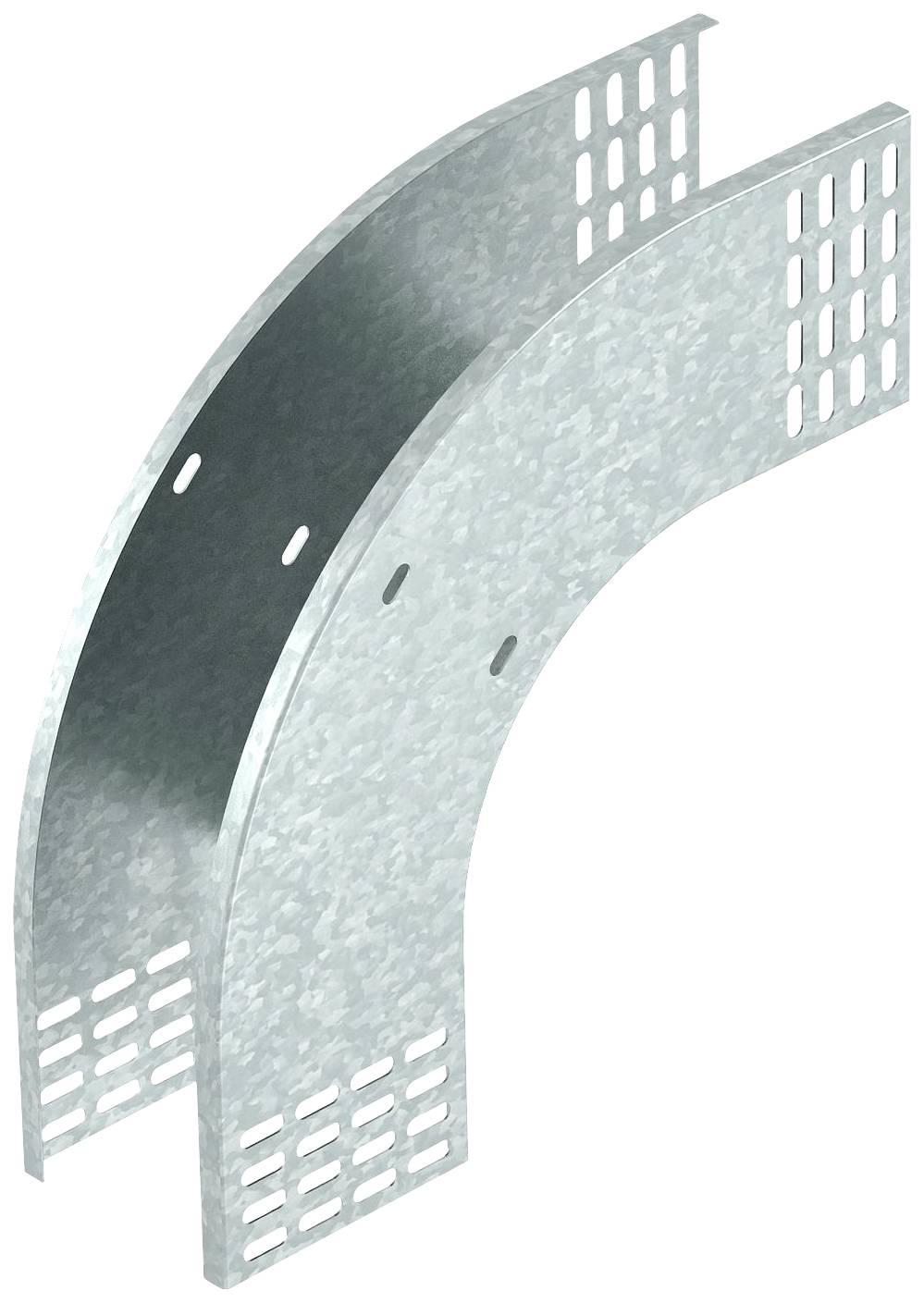 Metallverbindungsstück mit gebogenem Design und Gittermustern an den Enden, geeignet für strukturale Verbindungen in Bauwerken.