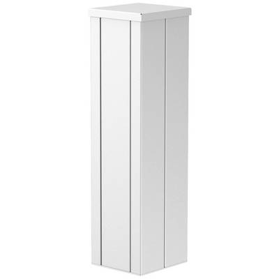 Weiße, rechteckige Säule mit geraden Linien und glatter Oberfläche, geeignet für moderne Innen- oder Außeneinrichtungen.