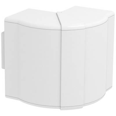 Weiße, dreiteilige Eckeinheit aus Kunststoff, möglicherweise ein Schrank oder Ablage, in schlichtem, modernem Design.