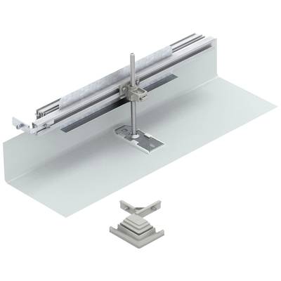 Metallkonstruktion mit einem verstellbaren Stützelement auf einer flachen Basis, verwendet zur Befestigung in Bauprojekten.