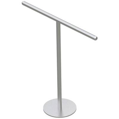 Silberner T-förmiger Ständer mit Rundfuß, verwendet zur Präsentation von Schmuck oder Accessoires.