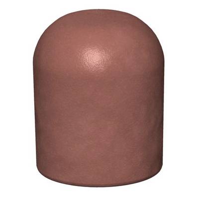 Ein brauner Metallzylinder mit einer glatten Oberfläche, der wie eine Kappe geformt ist.
