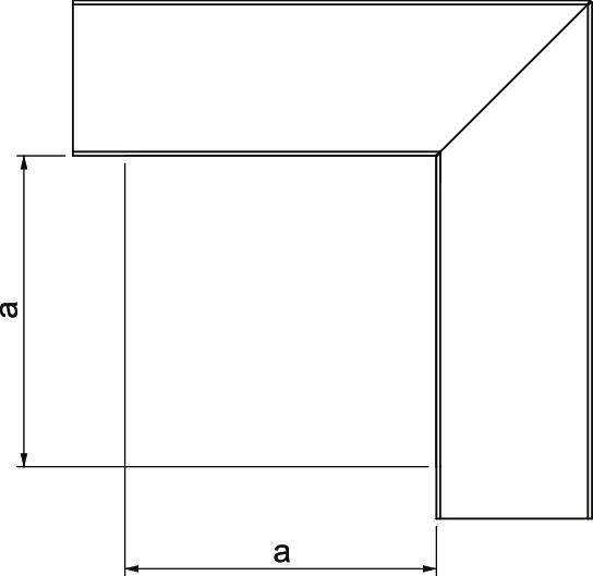 Skizze eines L-förmigen Winkels mit gleichen Schenkellängen. Beide Seiten sind mit 'a' beschriftet, um gleiche Maße darzustellen.