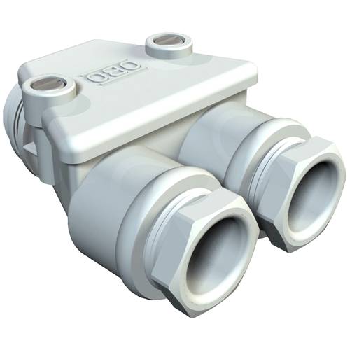 OBO Bettermann 2024063 Zwillingsverschraubung Kunststoff, Polystyrol Lichtgrau 1 St.