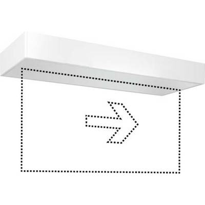 Deckenbeleuchtung mit Pfeil zeigt Belichtungsbereich an.