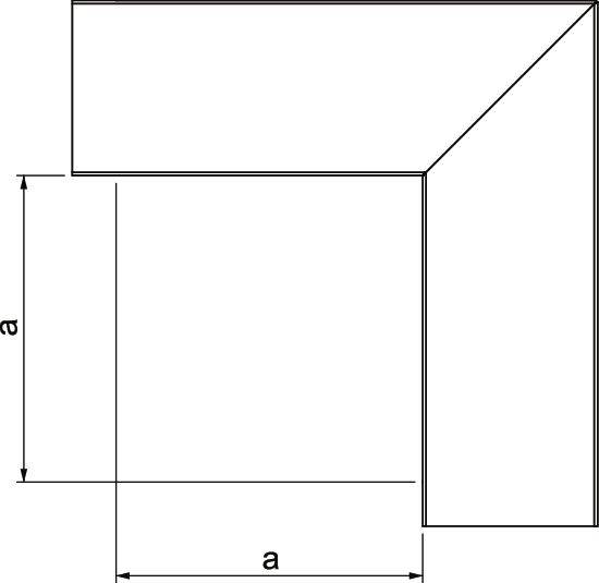 Ein rechtwinkliges L-Profil mit gleichen Seitenlängen. Beide Schenkel haben die Länge "a".