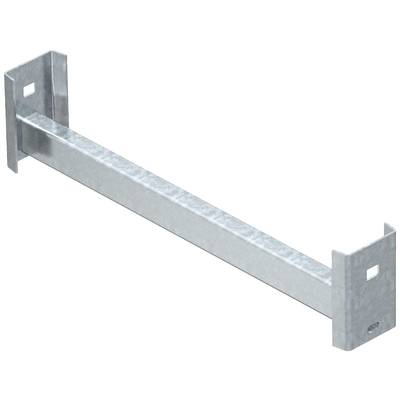 Metallstrebe mit rechteckigem Querschnitt und rechteckigen Endplatten, möglicherweise als Befestigungs- oder Stützelement verwendet.