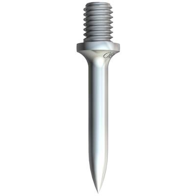 Ein silberner Dübel oder Schraubbolzen mit scharfem, spitzem Ende und Gewinde oben, geeignet für den Einsatz in Medizinprodukten.