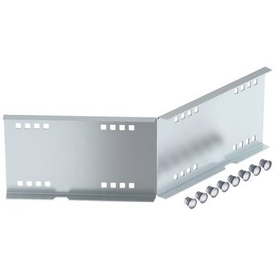 Metallwinkel mit rechteckigen Löchern und sieben Schrauben, vermutlich zur Befestigung an einer Oberfläche verwendet.