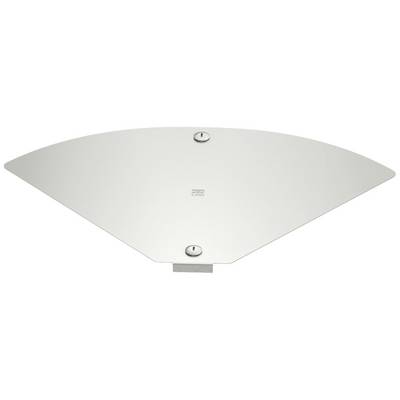 Eine halbrunde, metallische Wandhalterung mit zwei Befestigungsschrauben oben und unten.