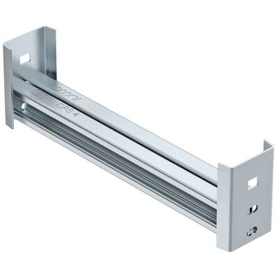 Metallhalterung aus silbernem Material, rechteckige Form mit offenen Enden und mehreren Montageschlitzen an den Seiten.