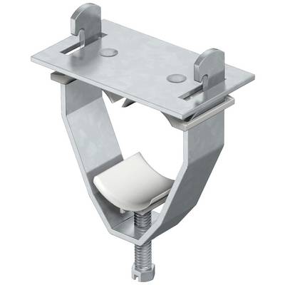 Eine Metallklemme mit Gewindeschraube, verwendet zur Befestigung oder Stabilisierung von Bauteilen in industriellen Anwendungen.