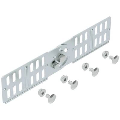 Metallische Halterung mit mehreren Schlitzen, zentralem Schraubmechanismus und fünf separaten Schrauben. Verwendung unklar.