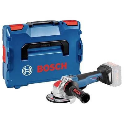 Ein blauer Bosch-Werkzeugkoffer und ein kabelloser Winkelschleifer mit Bosch-Logo, bereit für den Einsatz bei Heimwerkerarbeiten.