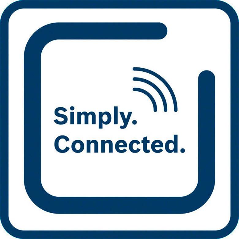 Ein minimalistisches Logo mit dem Text 'Simply. Connected.' in der Mitte, daneben ein stilisiertes Funksignal-Symbol.