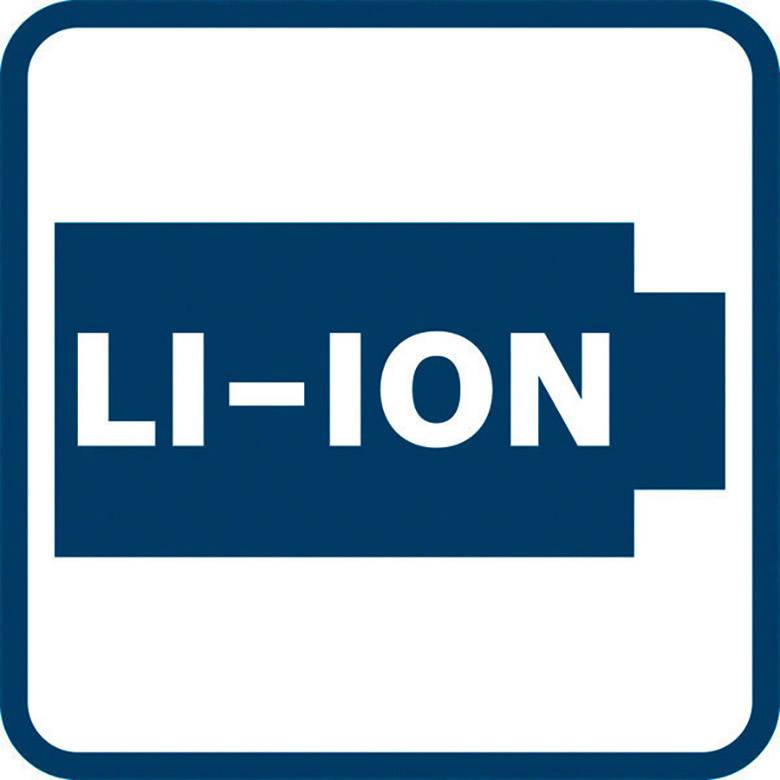'LI-ION' Text auf Batterie-Symbol; kennzeichnet Lithium-Ionen-Batterien.
