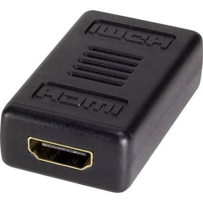 'HDMI-Adapter' - Ein kompakter schwarzer Adapter mit HDMI-Buchse. Verwendet für den Anschluss von HDMI-Kabeln an Geräte.