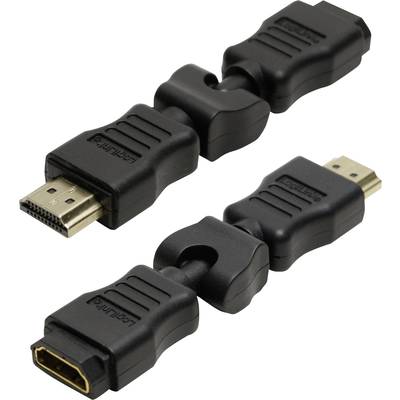 Zwei schwarze, flexible HDMI-Kabeladapter mit Drehgelenk, ermöglichen Verbindungen in engen Bereichen.
