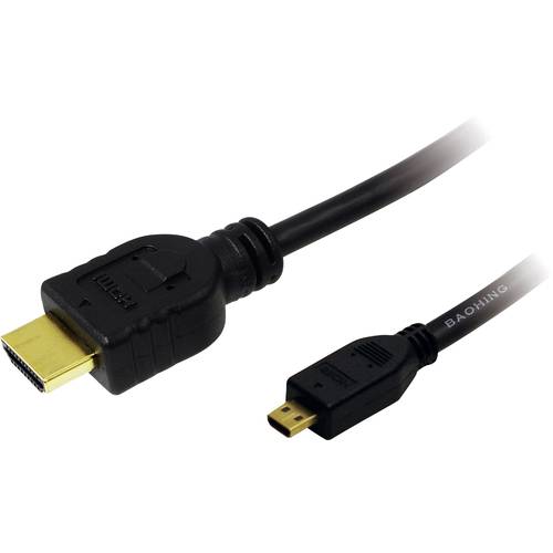 LogiLink HDMI Anschlusskabel HDMI-A Stecker, HDMI-Micro-D Stecker 2.00 m Schwarz CH0032 4K UHD HDMI-Kabel