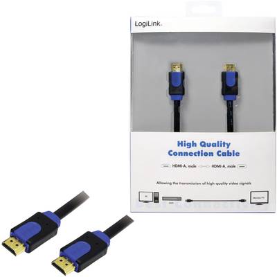 'LogiLink High Quality Connection Cable' Verpackung mit zwei HDMI-Kabeln (HDMI-A, männlich), für hochauflösende Videoübertragung.
