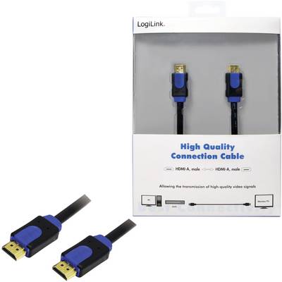 'High Quality Connection Cable' Verpackung mit HDMI-Kabeln. Zwei HDMI-A-Stecker mit blauen Enden, geeignet für hochauflösende Videosignale.