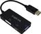 Ein Adapter mit DisplayPort-Stecker und drei Ausgängen: HDMI, DVI, VGA, zur Verbindung eines Geräts mit unterschiedlichen Monitoren.