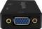 Schwarzer HDMI-zu-VGA-Adapter mit blauer VGA-Anschlussbuchse und Beschriftungen 'HDMI' und 'VGA' auf der Oberseite.