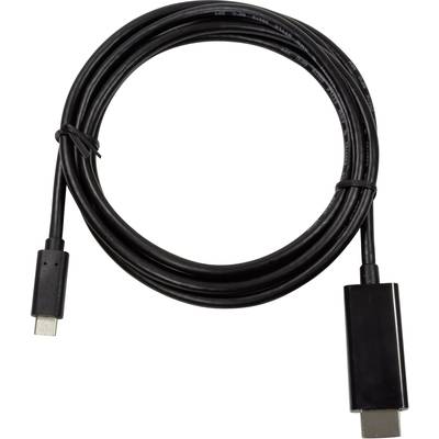 Schwarzes USB-C-auf-HDMI-Kabel, verwendet zum Verbinden eines Computers oder Mobilgeräts mit einem HDMI-kompatiblen Bildschirm.