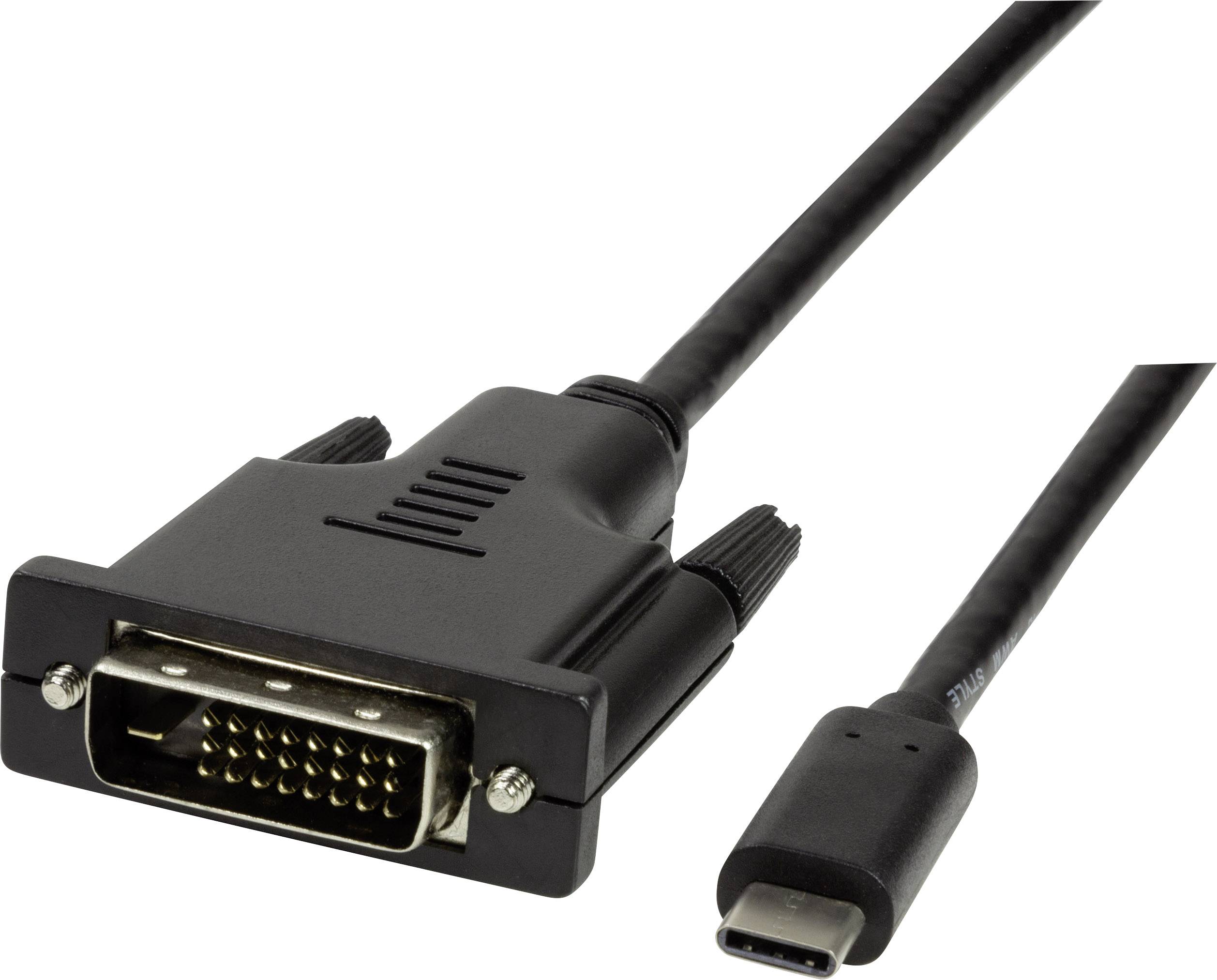 LOGILINK USB / DVI Anschlusskabel [1x USB 2.0 Stecker C - 1x DVI-Stecker 24+1pol.] 1.8 m Schwar