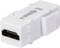 Ein HDMI-Keystone-Modul in Weiß zeigt Pfeile für Ein-und Ausgang.