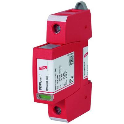 Rotes Überspannungsschutzgerät der Marke DEHNguard, Modell DG MCM XT2 275, abgebildet vor einem weißen Hintergrund.
