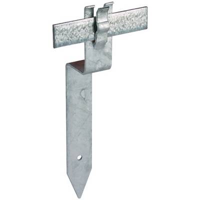 Metallhaken mit spitzer Spitze und flachem Querstab, geeignet zur Befestigung an Wänden oder anderen Oberflächen.