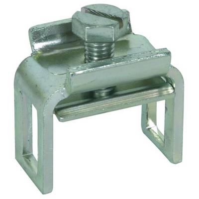 Metallische Kabelschelle mit Schraubenmechanismus zum Befestigen von Kabeln an Oberflächen oder Strukturen.