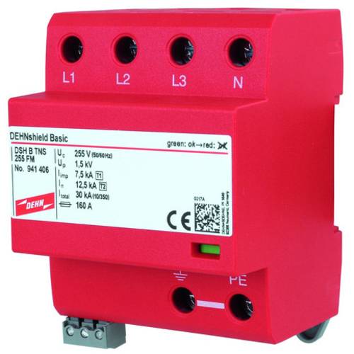 Thumbnail - DEHN 941406 DSH B TNS 255 FM Kombiableiter Überspannungsschutz für: Verteilerschrank 50 kA 1 St.