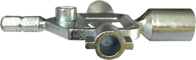 Metallteile in einer mechanischen Anordnung, möglicherweise Teil eines Geräts oder einer Maschine.